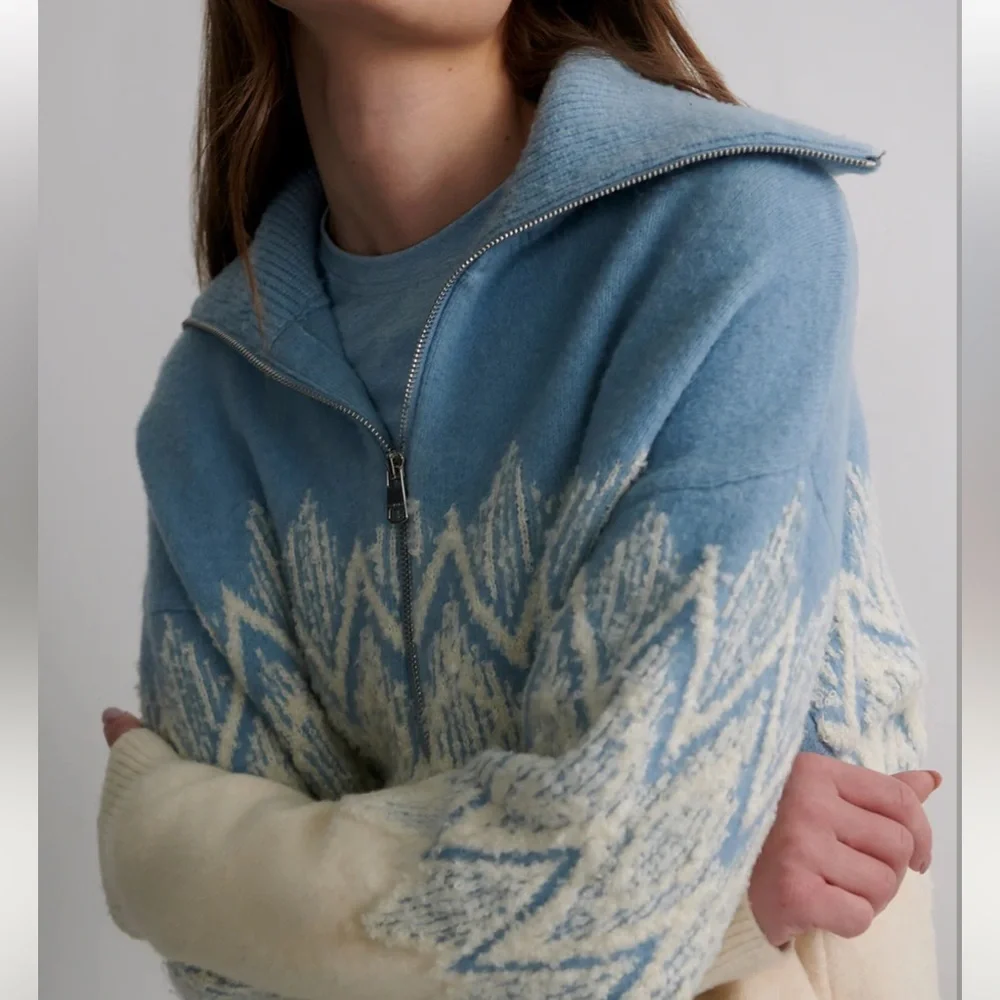 NWT Varley Hedda Fairisle Half-Zip Knit, Size M - Picture 6 of 8